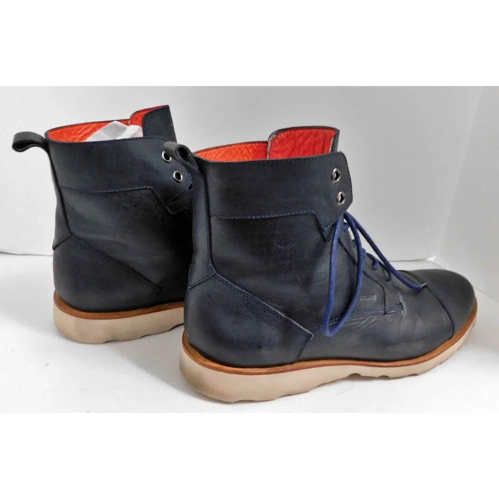 Velez Navy Blue Leather Lace Up Ankle‎ Boots sz 43